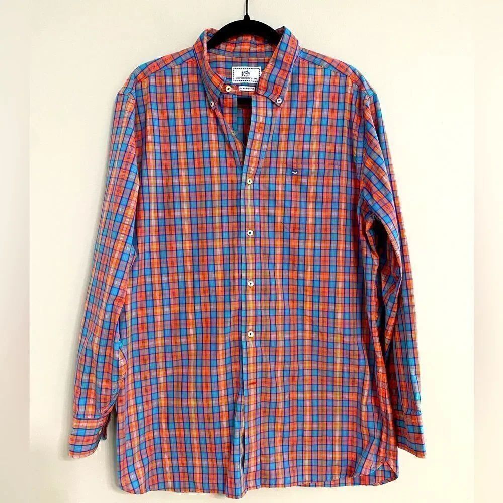 Southern Tide Paid Long Sleeves Botton Down Shirts Men Size L